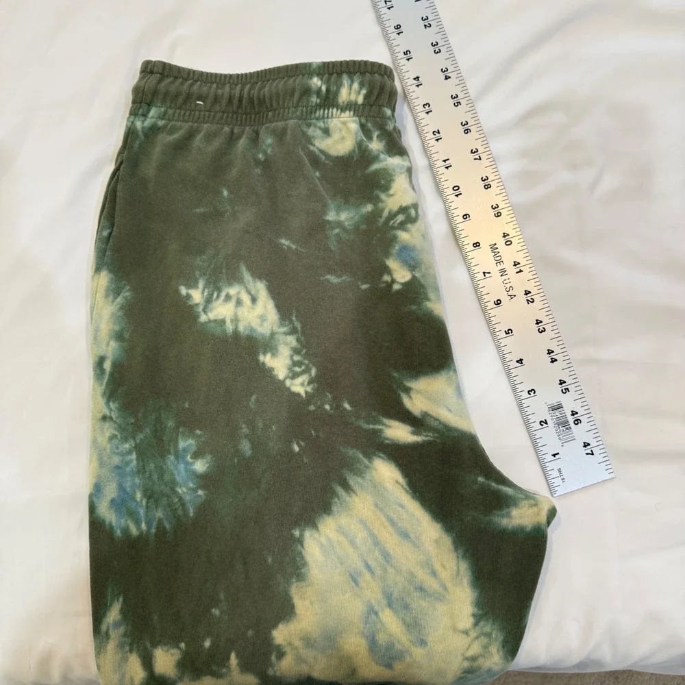 Jordan Flight Mens Large Custom Bleach Tie Dye Fleece Joggers Olive Green L
